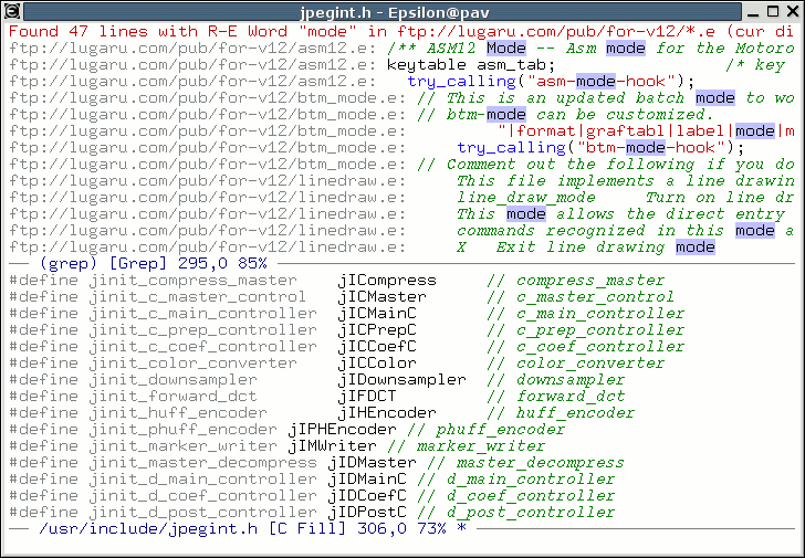 Search file contents over ftp.  Align definitions or comments.