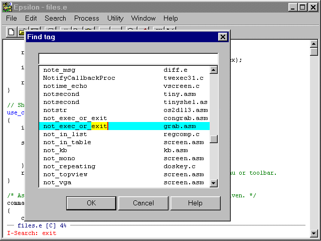 Searching through a list of subroutine names